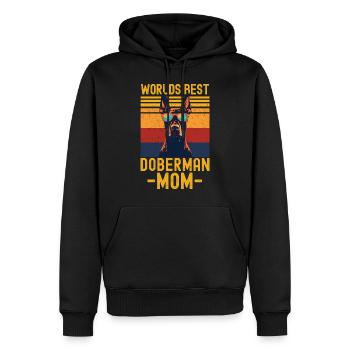 Dobermann mit sonnenbrille retro - Männer Premium Bio Hoodie - Schwarz - Vorne - Nico (187cm)