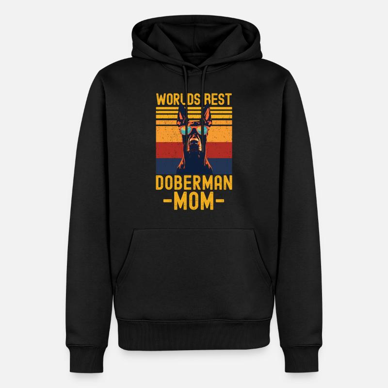 Dobermann mit sonnenbrille retro - Männer Premium Bio Hoodie - Schwarz