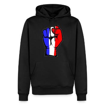 Frankreich Flagge Faust Hand Symbol - Männer Premium Bio Hoodie - Schwarz - Vorne - Nico (187cm)