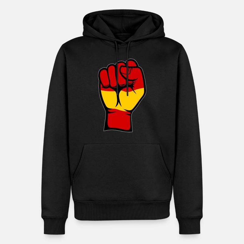 Spanien Flagge Faust Hand Symbol - Männer Premium Bio Hoodie - Schwarz