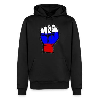 Russland Flagge Faust Hand Symbol - Männer Premium Bio Hoodie - Schwarz - Vorne - Nico (187cm)