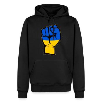 Ukraine Flagge Faust Hand Symbol - Männer Premium Bio Hoodie - Schwarz - Vorne - Nico (187cm)