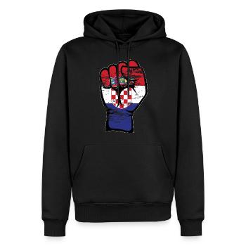 Kroatien Flagge Faust Hand Symbol used - Männer Premium Bio Hoodie - Schwarz - Vorne - Nico (187cm)