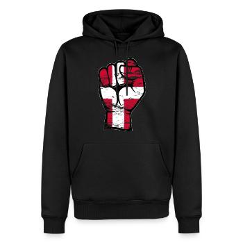Danemark Drapeau Poing Main Utilisé Symbole - Sweat à capuche Premium bio Homme - noir - Devant - Nico (187cm)