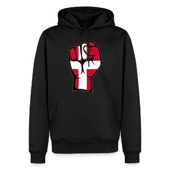 Dänemark Flagge Faust Hand Symbol - Männer Premium Bio Hoodie - Schwarz - Vorne - Nico (187cm)