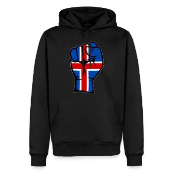 Island Flagge Faust Hand Symbol - Männer Premium Bio Hoodie - Schwarz - Vorne - Nico (187cm)