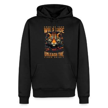 Tiger Tigerkopf Raubkatze Raubtier Stark Kraft - Männer Premium Bio Hoodie - Schwarz - Vorne - Nico (187cm)