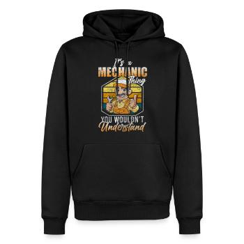Car Workshop Hobbyist - Men’s Premium Organic Hoodie - black - Front - Nico (187cm)