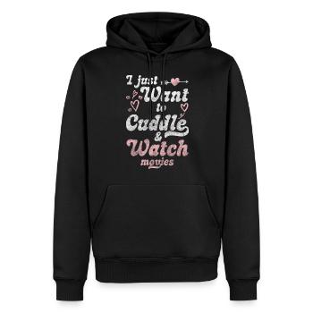 Liebe Umarmung - Männer Premium Bio Hoodie - Schwarz - Vorne - Nico (187cm)