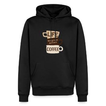 Drôle d’humour de barista La vie commence après le café - Sweat à capuche Premium bio Homme - noir - Devant - Nico (187cm)