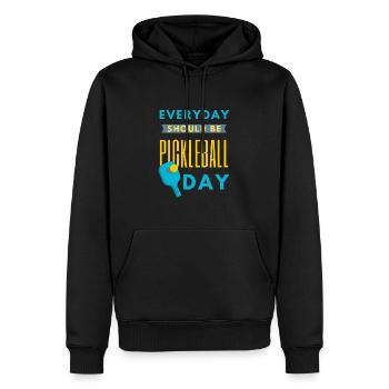 Jeder Tag sollte Pickleball-Tag sein lustiges Zitat - Männer Premium Bio Hoodie - Schwarz - Vorne - Nico (187cm)