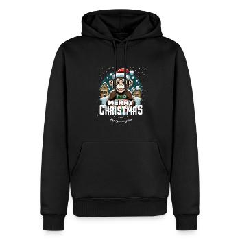 Singe de Noël - Sweat à capuche Premium bio Homme - noir - Devant - Nico (187cm)