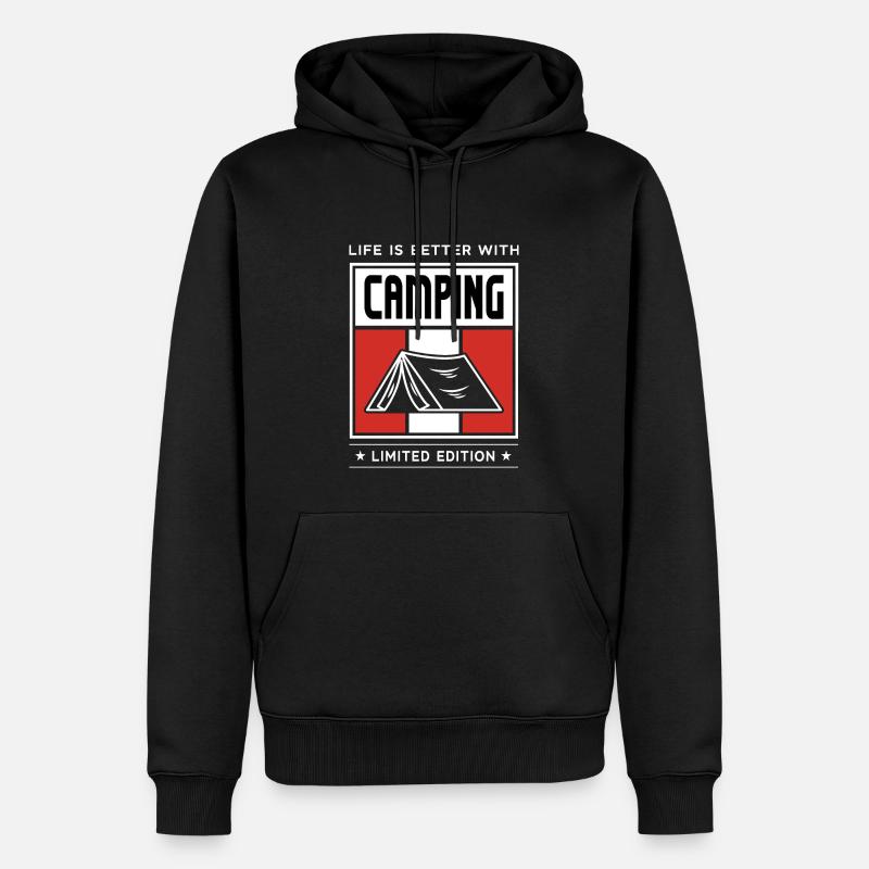 Camping - Männer Premium Bio Hoodie - Schwarz