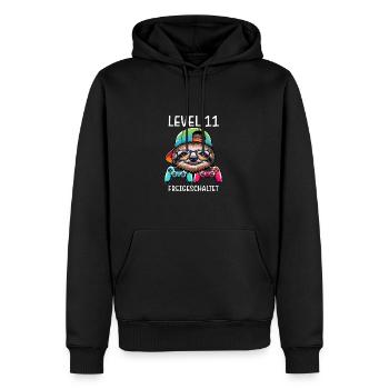 Level 11 Freigeschaltet Gamer Geburtstag Faultier - Männer Premium Bio Hoodie - Schwarz - Vorne - Nico (187cm)