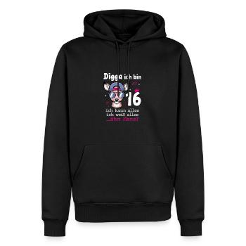 Digga Ich Bin 16 Teenager Geburtstag Mädchen - Männer Premium Bio Hoodie - Schwarz - Vorne - Nico (187cm)