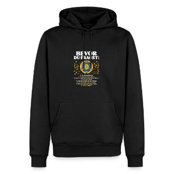 Bevor Du Fragst Bitcoin Krypto Kryptowährung - Männer Premium Bio Hoodie - Schwarz - Vorne - Nico (187cm)