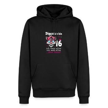 Digga Ich Bin 16 Teenager Geburtstag Mädchen - Männer Premium Bio Hoodie - Schwarz - Vorne - Nico (187cm)
