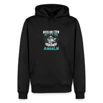 Das Leben Ist Zu Kurz Um Nicht Zu Angeln - Männer Premium Bio Hoodie - Schwarz - Vorne - Nico (187cm)