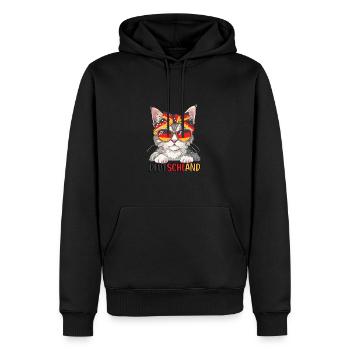 Deutschland Katze Fußball Katzenliebhaber - Männer Premium Bio Hoodie - Schwarz - Vorne - Nico (187cm)