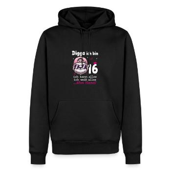 Digga Ich Bin 16 Teenager Geburtstag Mädchen - Männer Premium Bio Hoodie - Schwarz - Vorne - Nico (187cm)