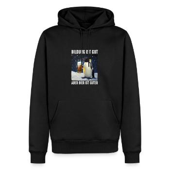 Bildung Ist Gut Aber Bier Ist Guter Pinguin - Männer Premium Bio Hoodie - Schwarz - Vorne - Nico (187cm)