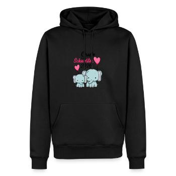 Große Schwester 2026 Süße Elefanten Geschwister - Männer Premium Bio Hoodie - Schwarz - Vorne - Nico (187cm)