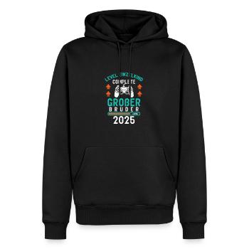 Level Einzelkind Complete Großer Bruder 2025 - Männer Premium Bio Hoodie - Schwarz - Vorne - Nico (187cm)