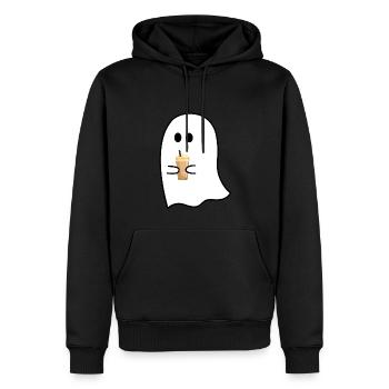 Fantôme au café | Café Glacé, Espresso, Café - Sweat à capuche Premium bio Homme - noir - Devant - Nico (187cm)