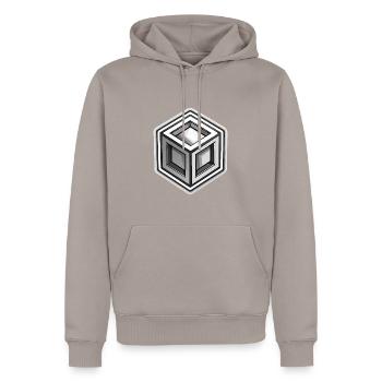 Cartoon 3D Dice - Men’s Premium Organic Hoodie - taupe - Front - Nico (187cm)