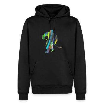 Eishockey, Hockey, Graffiti, bunt, stencil - Männer Premium Bio Hoodie - Schwarz - Vorne - Nico (187cm)