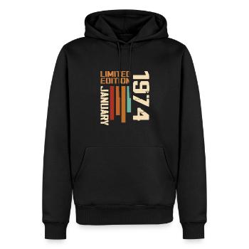 Januar 1974 - 1974 Januar Geburtstagsgeschenk - Männer Premium Bio Hoodie - Schwarz - Vorne - Nico (187cm)
