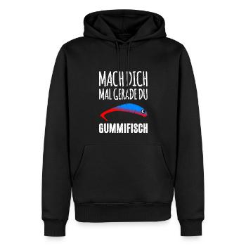 Gummifisch Angler - Männer Premium Bio Hoodie - Schwarz - Vorne - Nico (187cm)