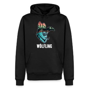 Wölfling T-Shirt für Pfadfinder Wölflinge - Männer Premium Bio Hoodie - Schwarz - Vorne - Nico (187cm)