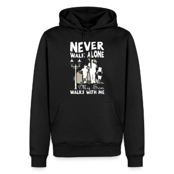 Never walk alone my son walk with me - Männer Premium Bio Hoodie - Schwarz - Vorne - Nico (187cm)
