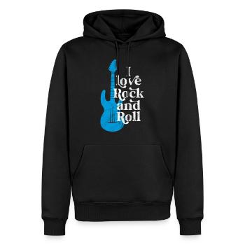 Ich liebe Rock'n'Roll - Männer Premium Bio Hoodie - Schwarz - Vorne - Nico (187cm)