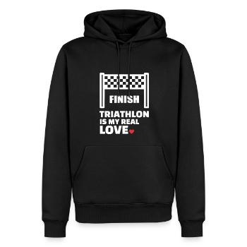 Ich Liebe Triathlon - Männer Premium Bio Hoodie - Schwarz - Vorne - Nico (187cm)