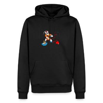 Angler, Wiltsch, Tiere, Natur, Wasser, Schweiz - Männer Premium Bio Hoodie - Schwarz - Vorne - Nico (187cm)