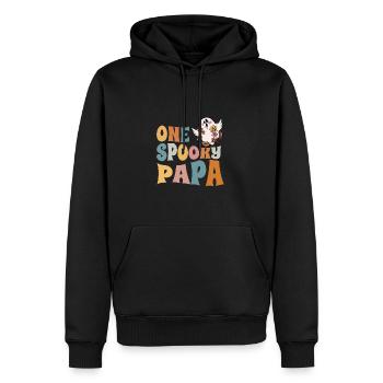 Dad One Spooky Papa Daddy Groovy Halloween Costume - Men’s Premium Organic Hoodie - black - Front - Nico (187cm)