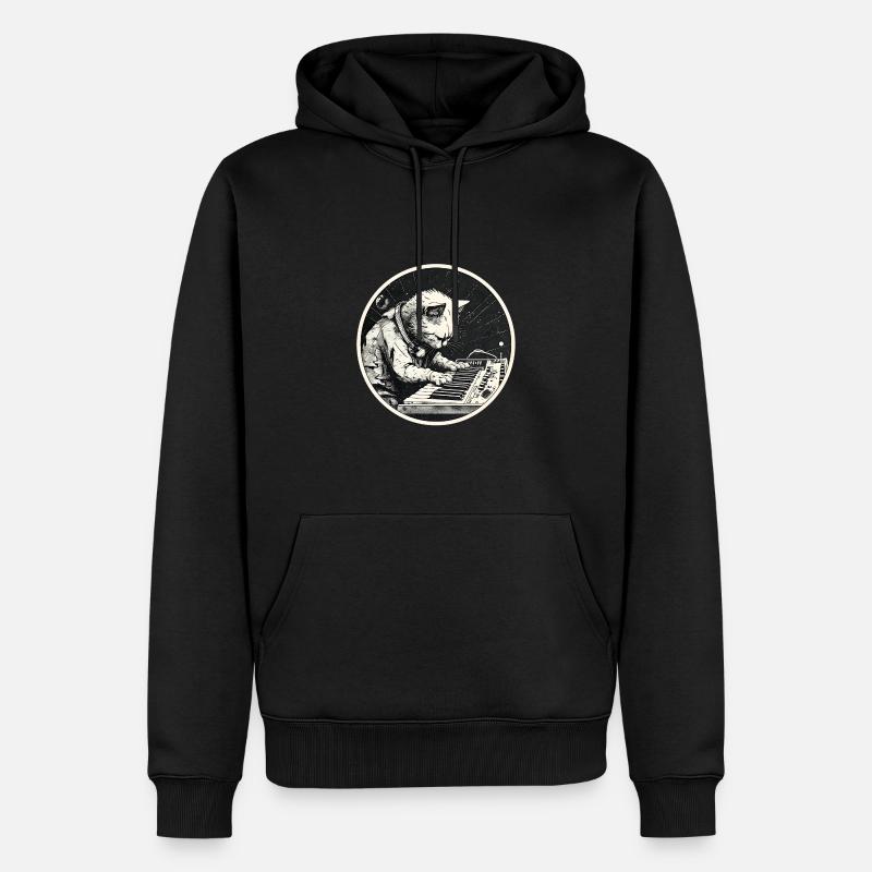 Space Synth Katze - Männer Premium Bio Hoodie - Schwarz