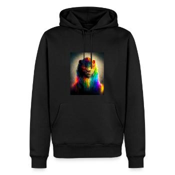 Rainbow Lion - Männer Premium Bio Hoodie - Schwarz - Vorne - Nico (187cm)