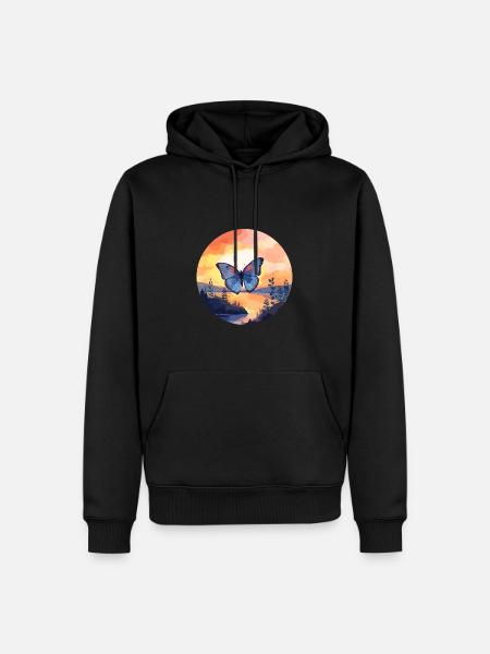 Morpho Papillon Bleu - Sweat à capuche Premium bio Homme - noir