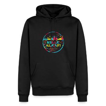 kölle alaaf,köln,skyline,kreis,karneval,konfetti - Männer Premium Bio Hoodie - Schwarz - Vorne - Nico (187cm)