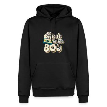 80er Jahre Retro Vintage Kostüm Karneval 80's - Männer Premium Bio Hoodie - Schwarz - Vorne - Nico (187cm)