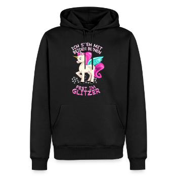 Einhorn im Glitzer - Einhörner / Geschenk - Männer Premium Bio Hoodie - Schwarz - Vorne - Nico (187cm)