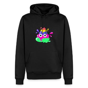 Bunte scheisse,scheisse , Farbe - Männer Premium Bio Hoodie - Schwarz - Vorne - Nico (187cm)