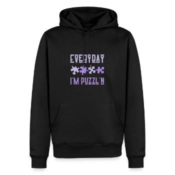 Everyday I'm Puzzl'n Jigsaw Puzzle Master Puzzling - Men’s Premium Organic Hoodie - black - Front - Nico (187cm)