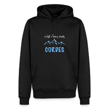 Alpinisme, montagne rocher humour - Sweat à capuche Premium bio Homme - noir - Devant - Nico (187cm)