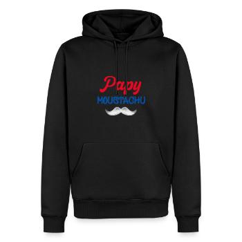 Papy moustachu Cadeau Pour Mon Papi - Sweat à capuche Premium bio Homme - noir - Devant - Nico (187cm)