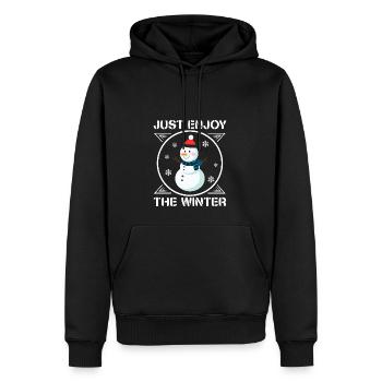 J’aime l’hiver, la neige, le froid et le bonhomme de neige - Sweat à capuche Premium bio Homme - noir - Devant - Nico (187cm)