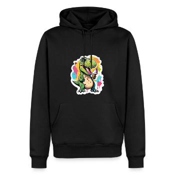 Get the Prehistoric Scoop! T-Rex with an Ice Cream - Men’s Premium Organic Hoodie - black - Front - Nico (187cm)